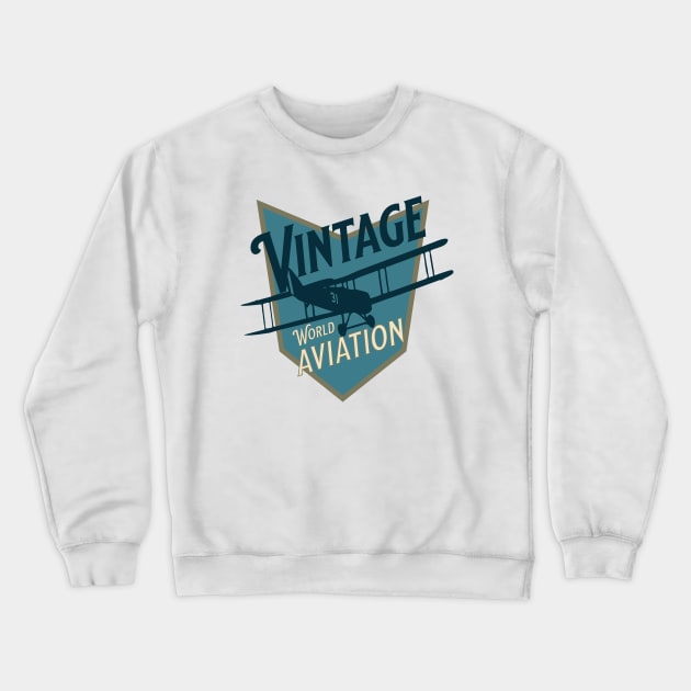 Vintage World Aviation badge Crewneck Sweatshirt by SpaceWiz95